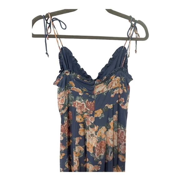 Auguste the Label Midi Dress Cottage Rituals Ruffle Button Front Floral Blue 2 - Picture 5 of 11